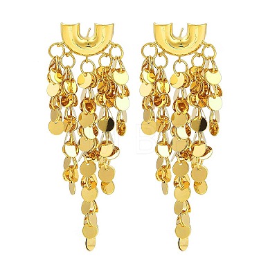 Glitter Brass Tassel Glossy Flakes Stud Earrings EJEW-Q391-18G-1