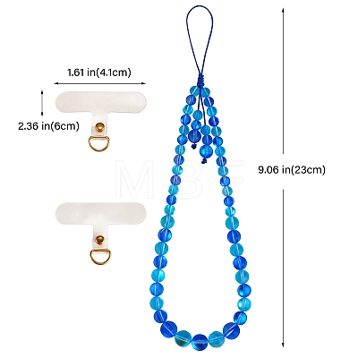 Round Synthetic Moonstone Beaded Mobile Straps HJEW-SW00042-08-1