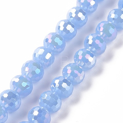 Electroplate Imitation Jade Glass Beads Strands GLAA-E036-12-M-1