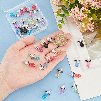 4 Sets Angle Shape Acrylic Pendants FIND-PH0009-11-WH-1