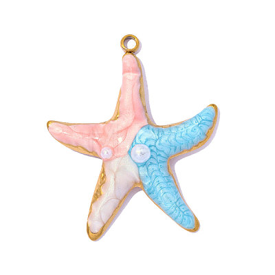 304 Stainless Steel & ABS Imitation Pearl Pendants OY016-96G-1