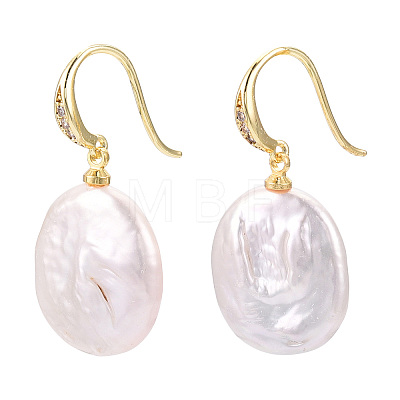 Baroque Natural Pearl Dangle Earrings with Cubic Zirconia PEAR-N020-15B-1