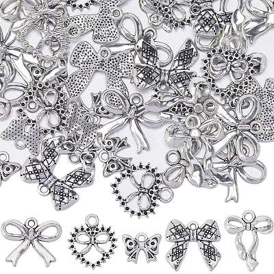 50Pcs 5 Style Tibetan Style Alloy Pendants FIND-SC0008-91-1