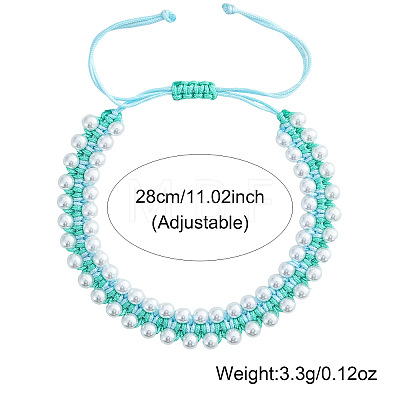 Imitation Pearl Round Beads Braided Bead Bracelets OE8448-1-1