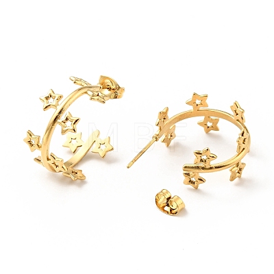 Star Wrap Stud Earrings EJEW-G293-01G-1