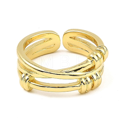 Rack Plating Brass Criss Cross Open Cuff Rings RJEW-D009-05G-1