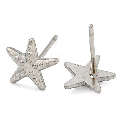 Non-Tarnish Starfish 304 Stainless Steel Ear Studs for Women EJEW-P291-02P-1