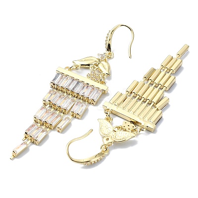 Teardrop Brass Micro Pave Cubic Zirconia Chandelier Earrings EJEW-D098-22G-1
