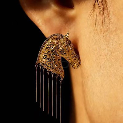 Alloy Horse Tassel Earrings for Women WG227FF-01-1