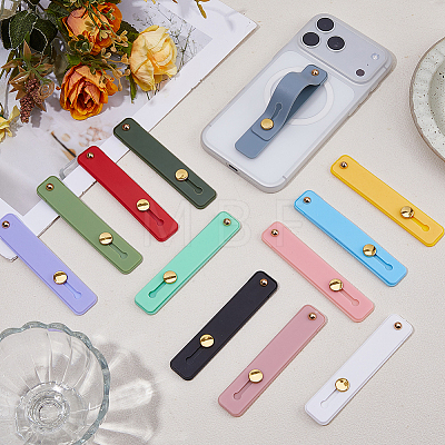 24Pcs 12 Colors Rectangle Silicone Phone Strap Grip Holder Finger AJEW-FH0008-81-1