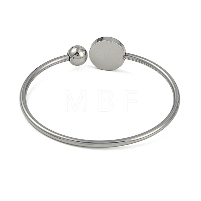 304 Stainless Steel Blank Bangle Bases with Flat Round Tray STAS-Z088-01P-05-1