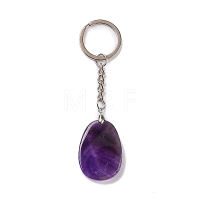 Natural Amethyst Teardrop with Spiral Pendant Keychain KEYC-A031-02P-04-1