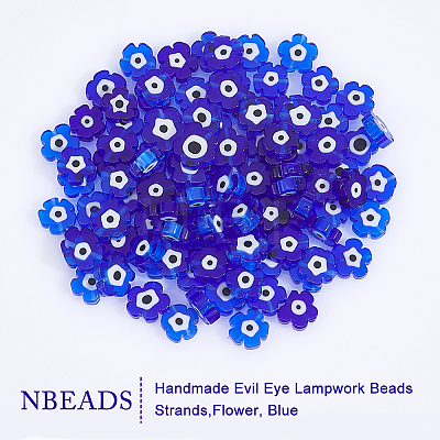  2 Strands Handmade Evil Eye Lampwork Beads Strands LAMP-NB0001-81-1