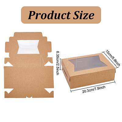 Rectangle Kraft Paper Storage Gift Boxes with Clear Visible Window CON-WH0095-89-1