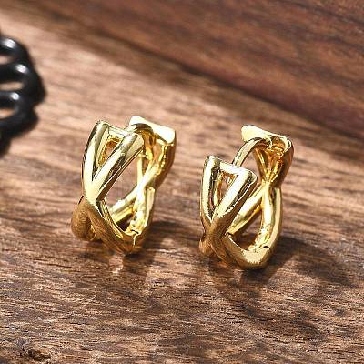 Rack Plating Brass Criss Cross Hoop Earrings for Women LS-EJEW-B014-15G-1