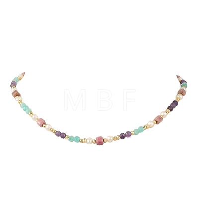 Gemstone & Natural Cultured Freshwater Pearl Beads Necklaces for Women NJEW-JN06518-02-1
