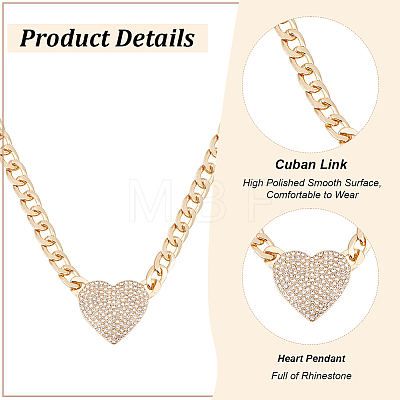 ANATTASOUL 2Pcs 2 Colors Crystal Rhinestone Heart Pendant Necklaces Set with Alloy Curb Chains NJEW-AN0001-88-1