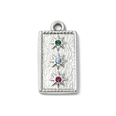 304 Stainless Steel Rhinestone Pendants STAS-L022-448P-1