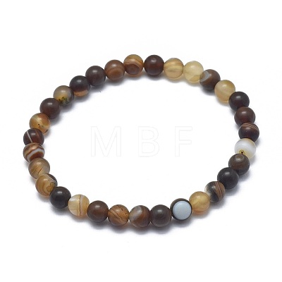 Natural Banded Agate/Striped Agate Bead Stretch Bracelets X-BJEW-K212-B-003-1