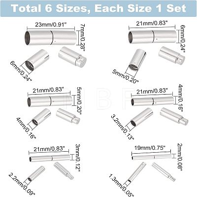 Unicraftale 6 Sets 6 Styles 304 Stainless Steel Bayonet Clasps STAS-UN0037-37-1