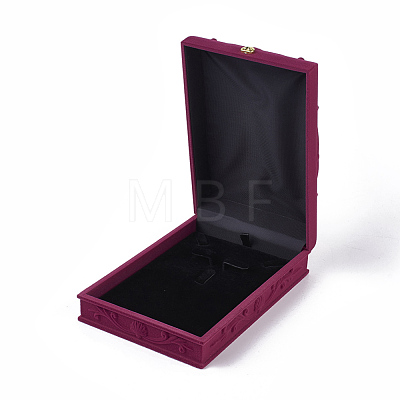 Rose Flower Pattern Velvet Jewelry Set Boxes VBOX-O003-02-1