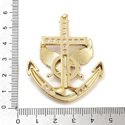 Rack Plating Brass Micro Pave Clear Cubic Zirconia Pendants KK-Z064-08G-1