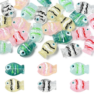 12Pcs 6 Colors Transparent Glass Beads LAMP-YW0004-22-1