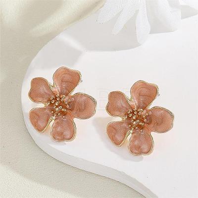Flower Alloy Enamel Stud Earrings EJEW-P310-01G-03-1