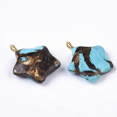 Assembled Synthetic Turquoise and Bronzite Pendants G-S366-002I-1