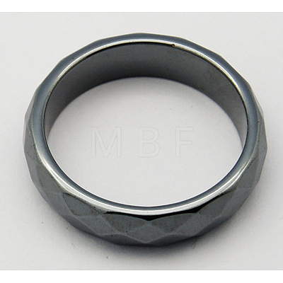 Non-Magnetic Synthetic Hematite Wide Band Rings X-RJEW-A026-2-1