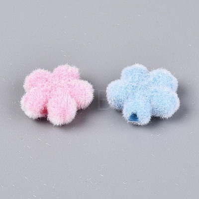 Flocking Opaque Acrylic Flower Beads OACR-T030-06M-1