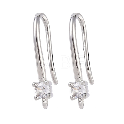 Brass Micro Pave Cubic Zirconia Earring Hooks KK-U008-08P-1