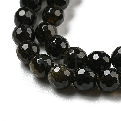 Natural Golden Sheen Obsidian Beads Strands G-E571-A01-01-1