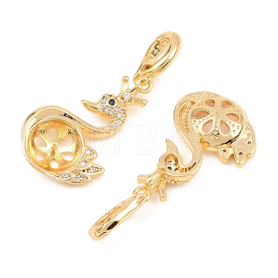 Brass Micro Pave Cubic Clear Zirconia Peg Bails Pendants KK-H538-18G-1