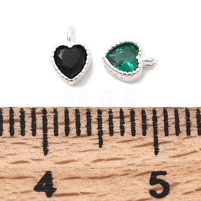 925 Sterling Silver Micro Pave Cubic Zirconia Heart Charms STER-K188-08S-1