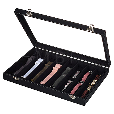 8 Grids PU Leather Jewelry Watch Band Organizer Display Boxes CON-WH0107-80-1