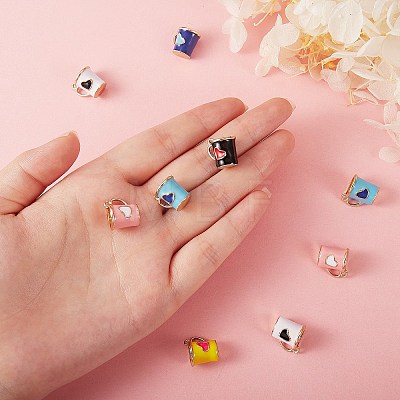 14Pcs 7 Colors Rack Plating Alloy Enamel Charms ENAM-SZ0002-48-1