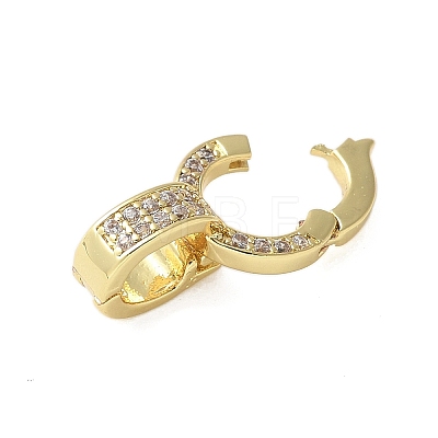 Brass Micro Pave Clear Cubic Zirconia Fold Over Clasps KK-P290-15G-1