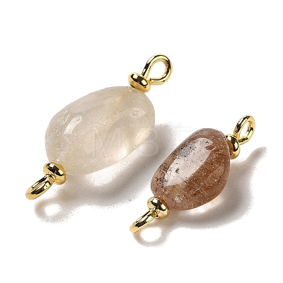 Natural Rutilated Quartz Connector Charms FIND-C046-11C-G-1