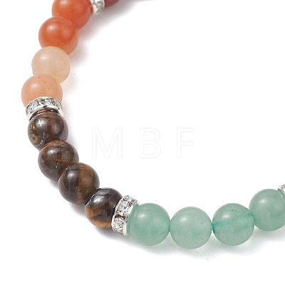 Chakra Natural Mixed Gemstone Beads Stretch Bracelets for Women BJEW-JB13200-01-1