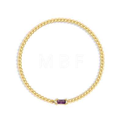 Birthstone 304 Stainless Steel Pave Cubic Zirconia Link Bracelets FS-WG4804B-07-1