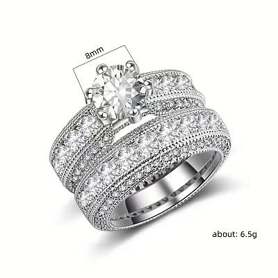 2Pcs Alloy with Crystal Rhinestone Finger Rings for Couple FS-WG6A3A8-05-1