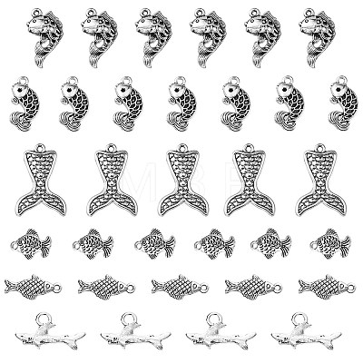 48Pcs 6 Styles Tibetan Style Alloy Pendant DIY-FS0005-72-1