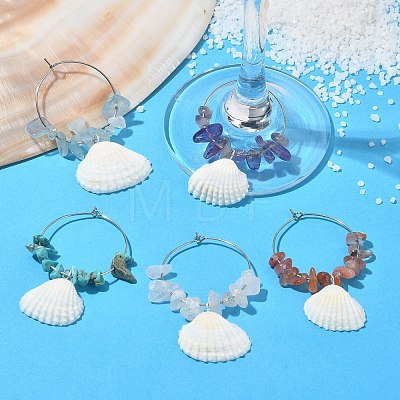 Natural Shell Wine Glass Charms AJEW-TA00019-1