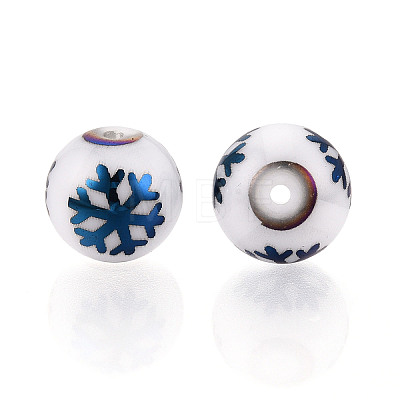 Christmas Opaque Glass Beads EGLA-R113-01F-1