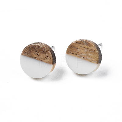 Opaque Resin & Walnut Wood Stud Earrings EJEW-N017-008-B10-1