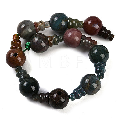 Natural Indian Agate 3-Hole Guru Beads Strands G-H064-E02-01-1