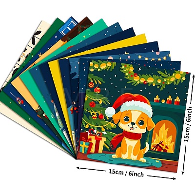 12Pcs Christmas Scrapbook Paper Pads DIY-P085-01B-1