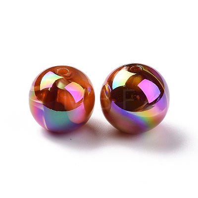 UV Plating Rainbow Iridescent Acrylic Beads PACR-H003-14-1
