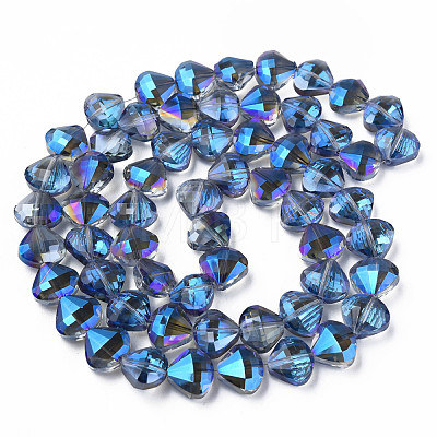 Electroplate Transparent Glass Beads Strands EGLA-N002-36-C02-1